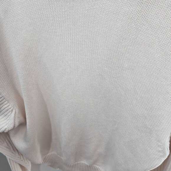 Vintage Liz Claiborne Cream Open Buttoned Logo Preppy Cotton Cardigan Small - Picture 12 of 14